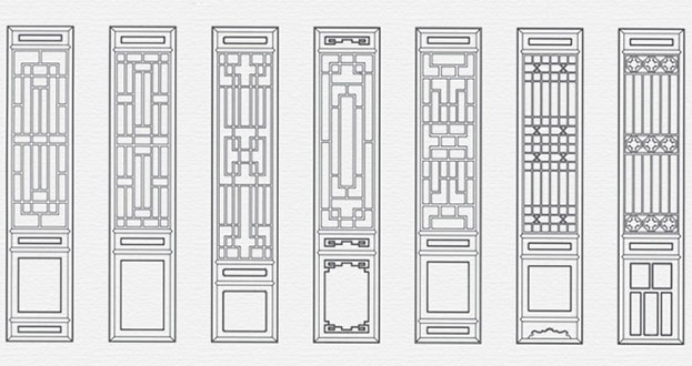 隆回常用中式仿古花窗图案隔断设计图